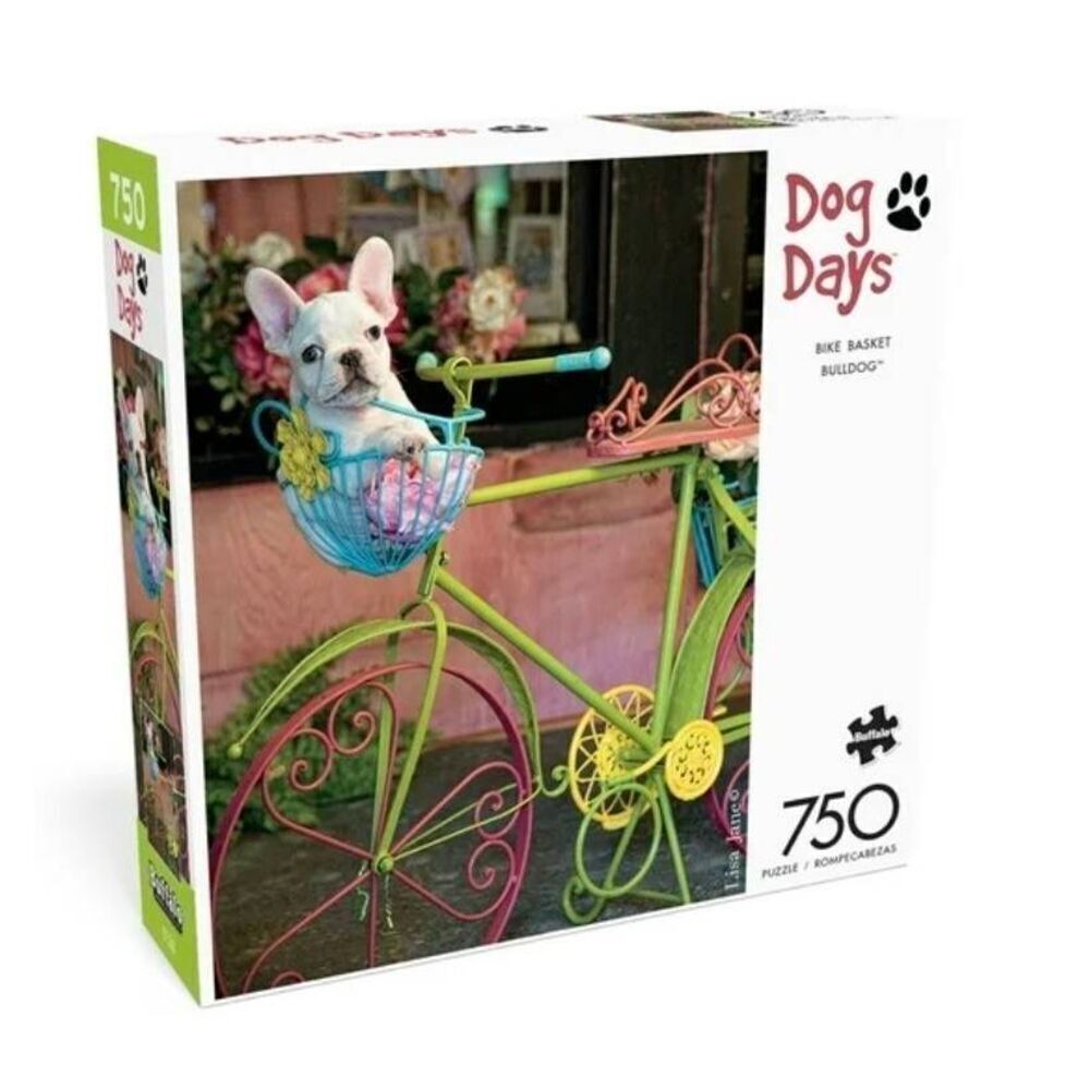 Buffalo Games Bike Basket Bulldog 750 pc Jigsaw Puzzle USED